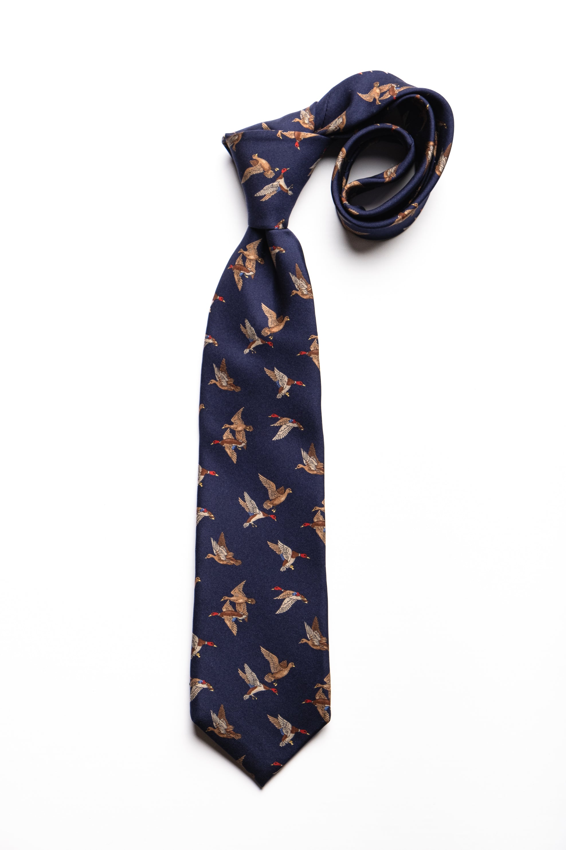 Corbata de seda impresa Hunting Blue / ASCOT x CASA SARTORIAL