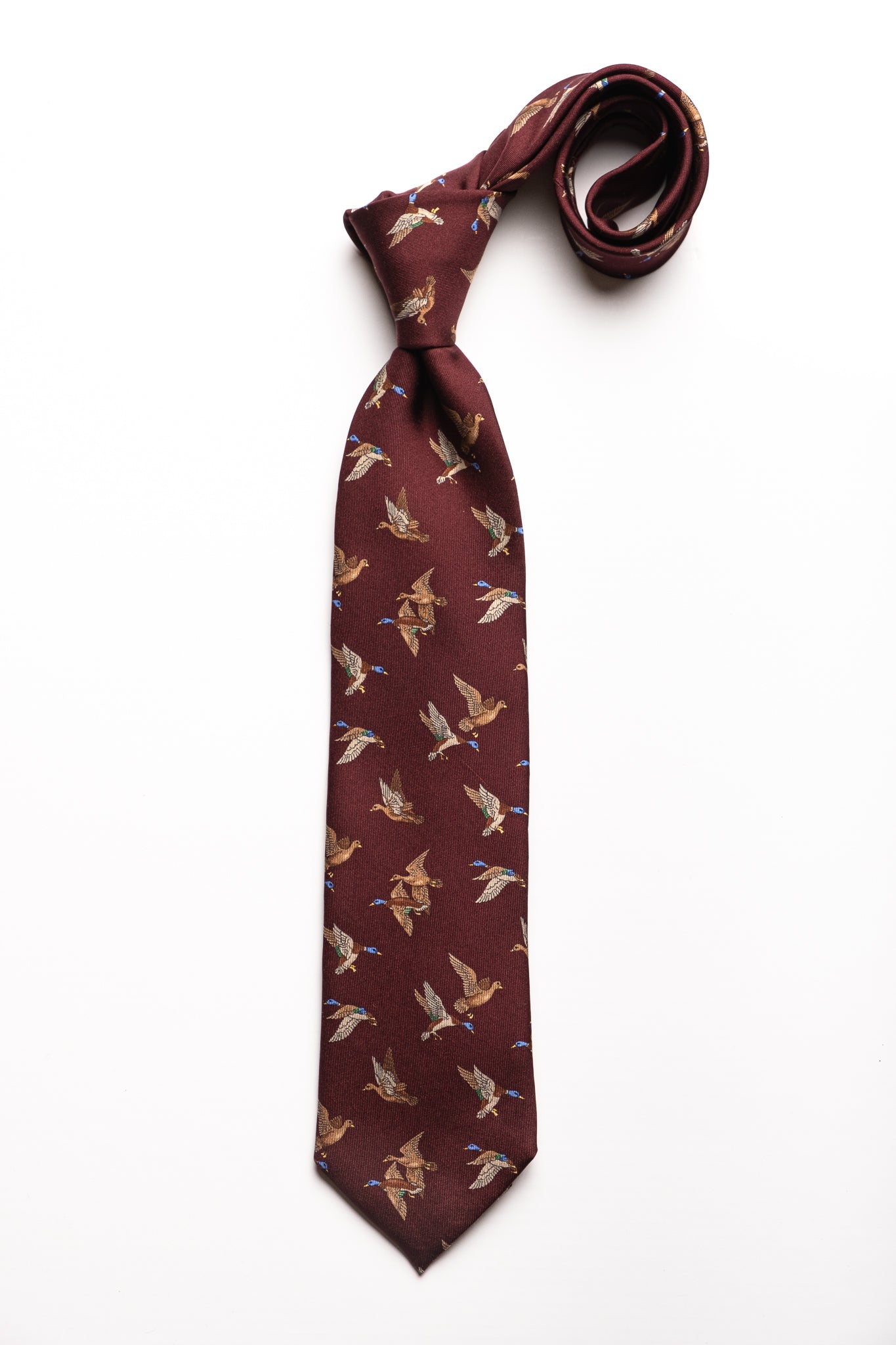 Corbata de seda impresa Hunting Burgundy / ASCOT x CASA SARTORIAL