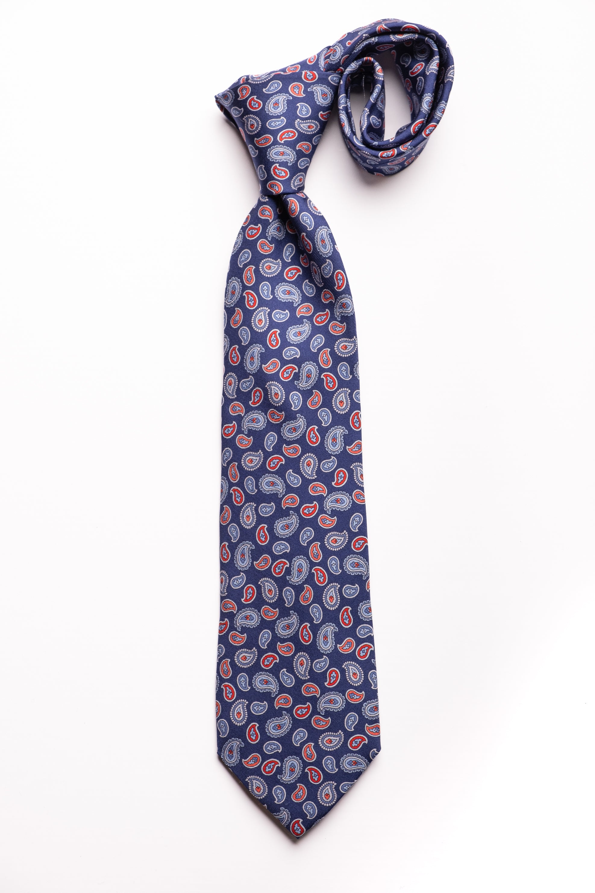 Corbata de seda impresa Paisley Blue / ASCOT x CASA SARTORIAL