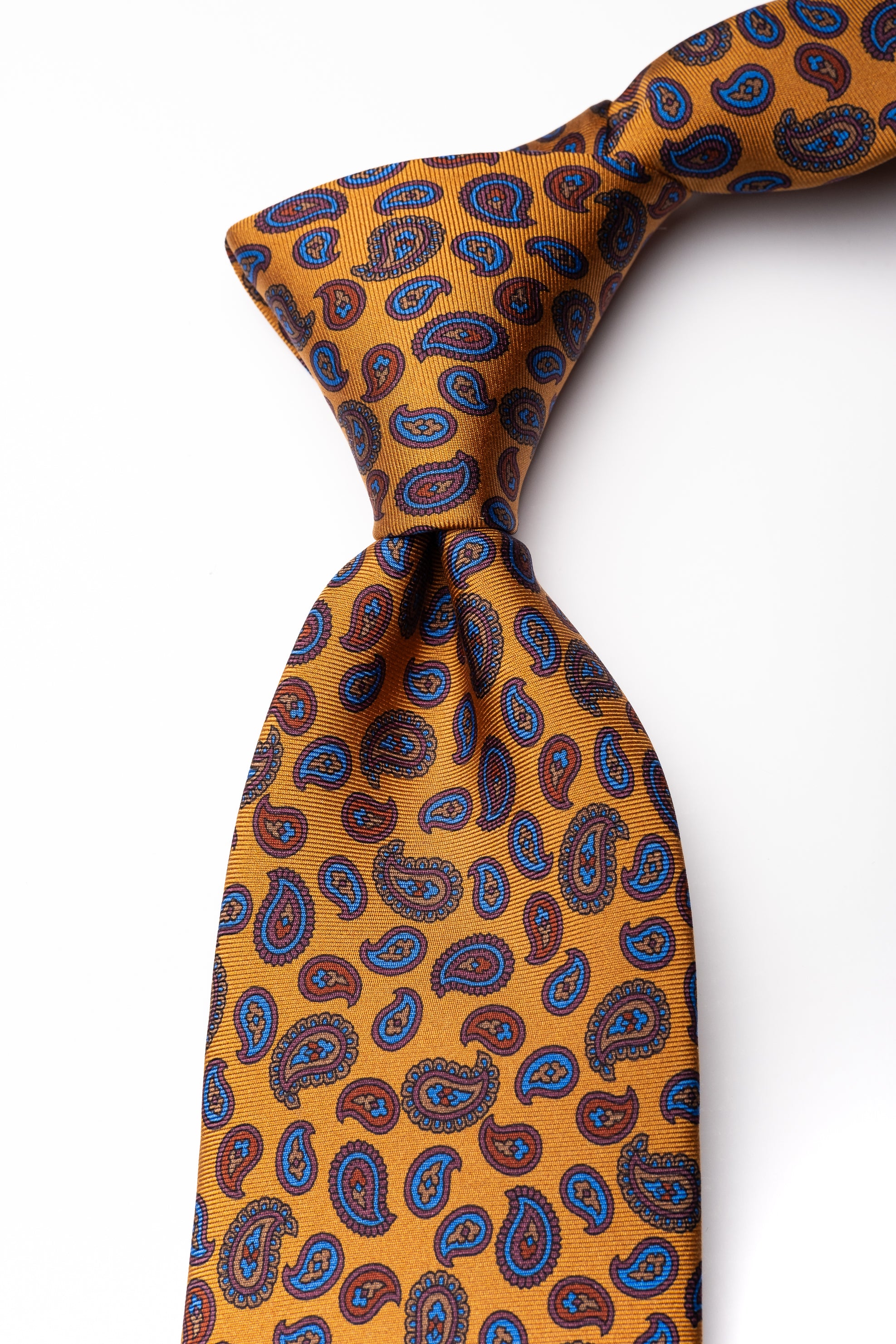 Corbata de seda impresa Paisley Ochre / ASCOT x CASA SARTORIAL