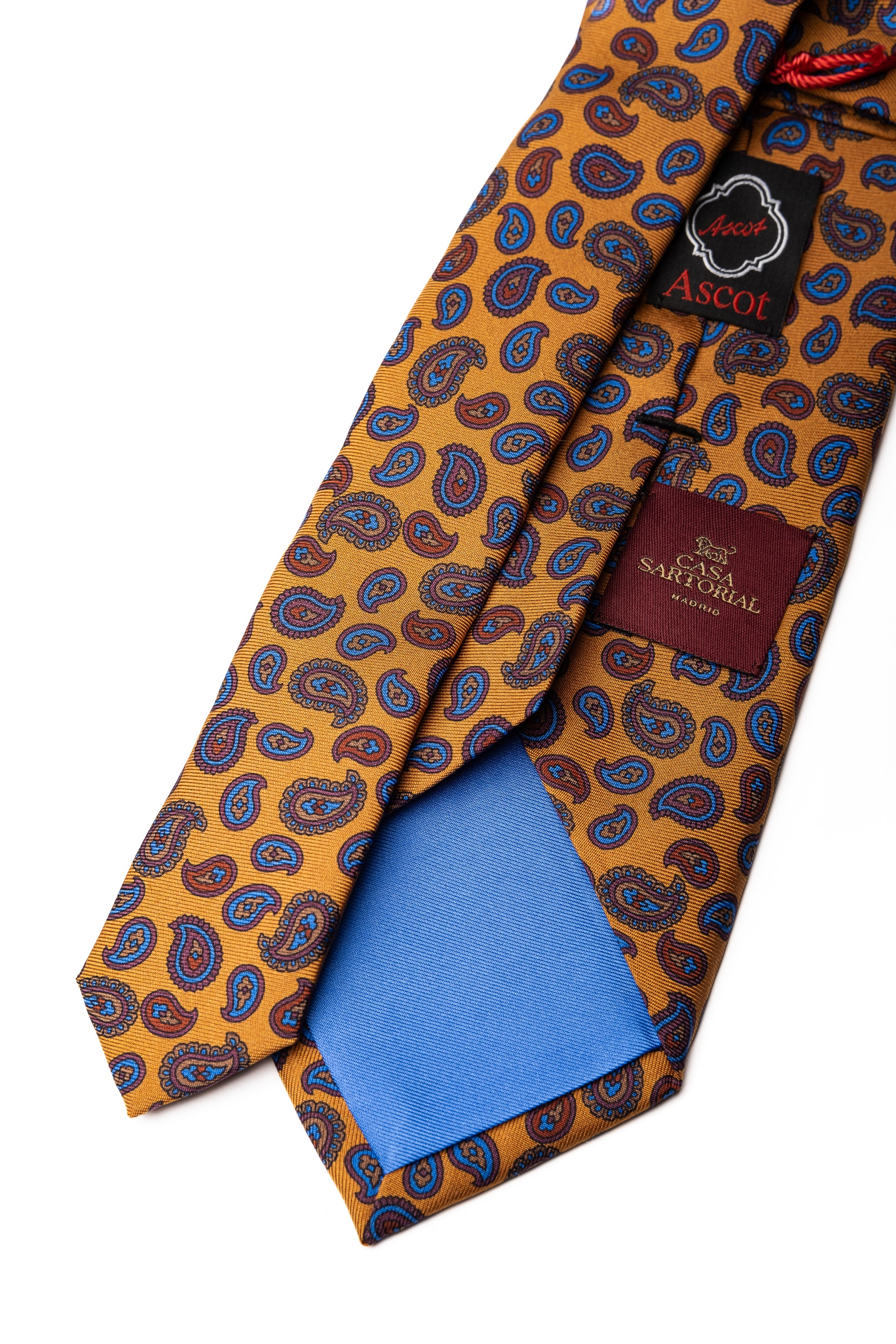 Corbata de seda impresa Paisley Ochre / ASCOT x CASA SARTORIAL