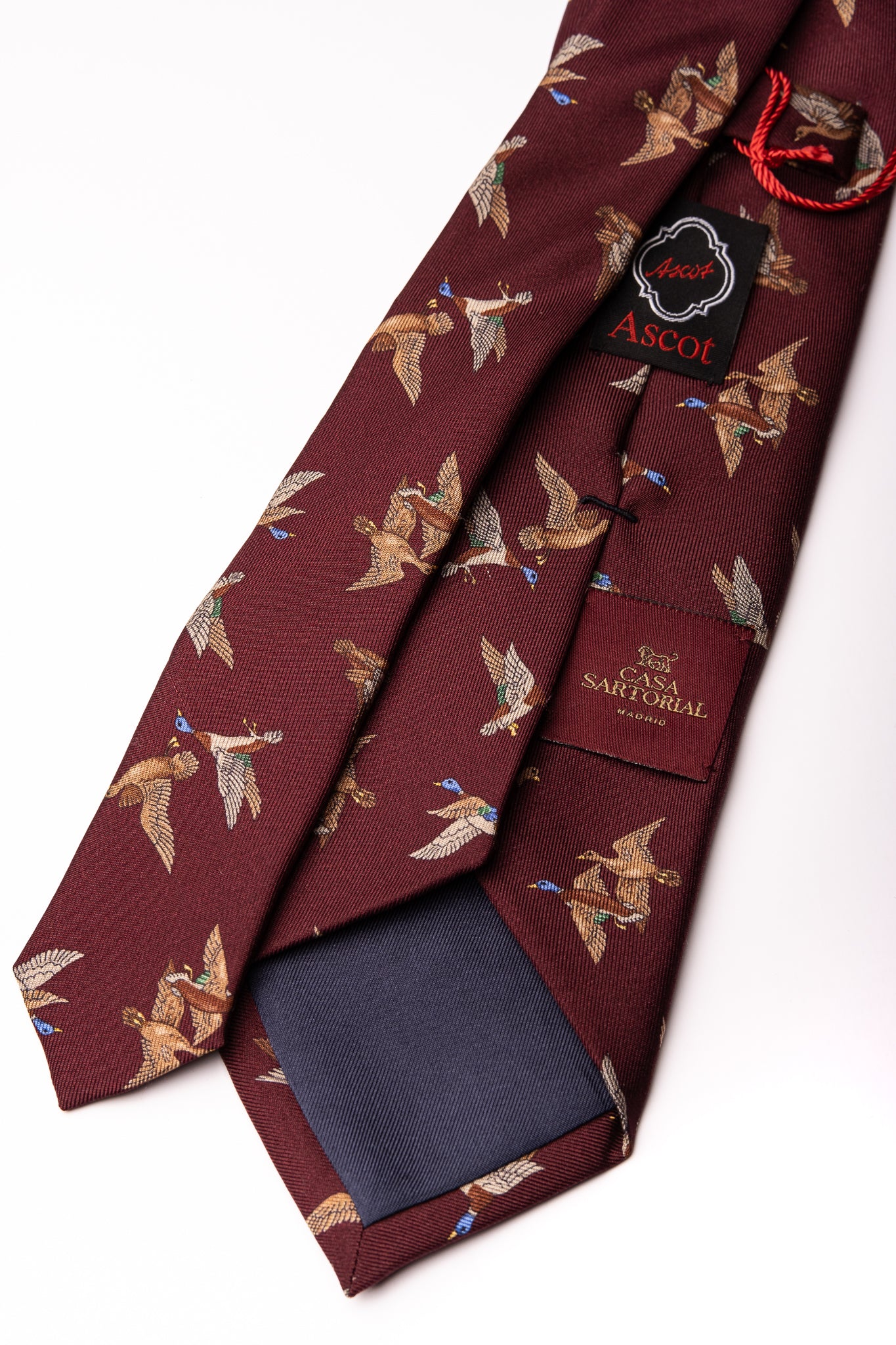 Corbata de seda impresa Hunting Burgundy / ASCOT x CASA SARTORIAL