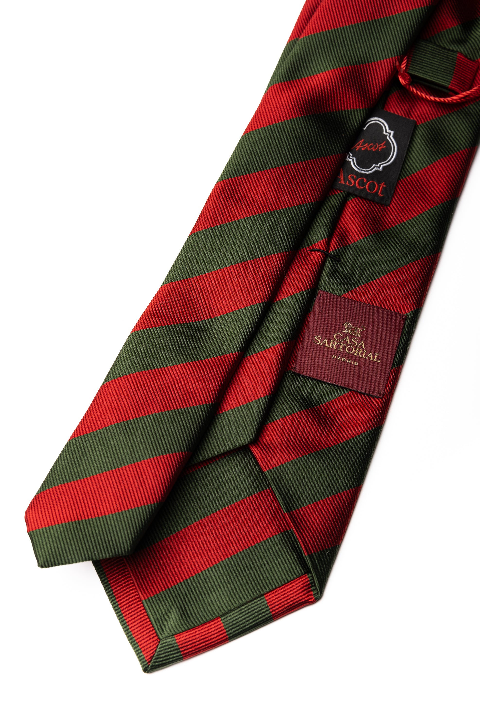 Corbata de seda Repp Red & Green / ASCOT x CASA SARTORIAL