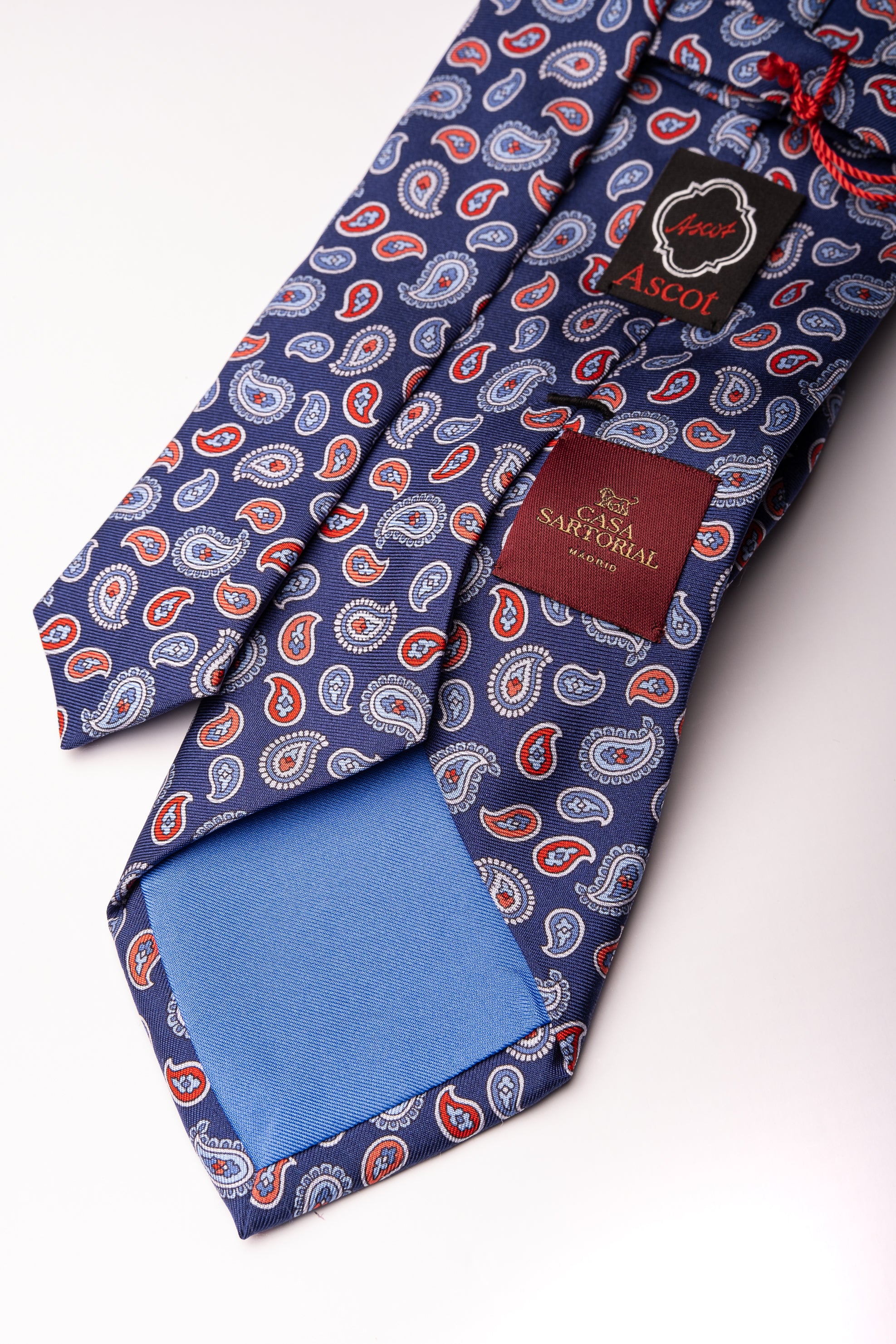 Corbata de seda impresa Paisley Blue / ASCOT x CASA SARTORIAL