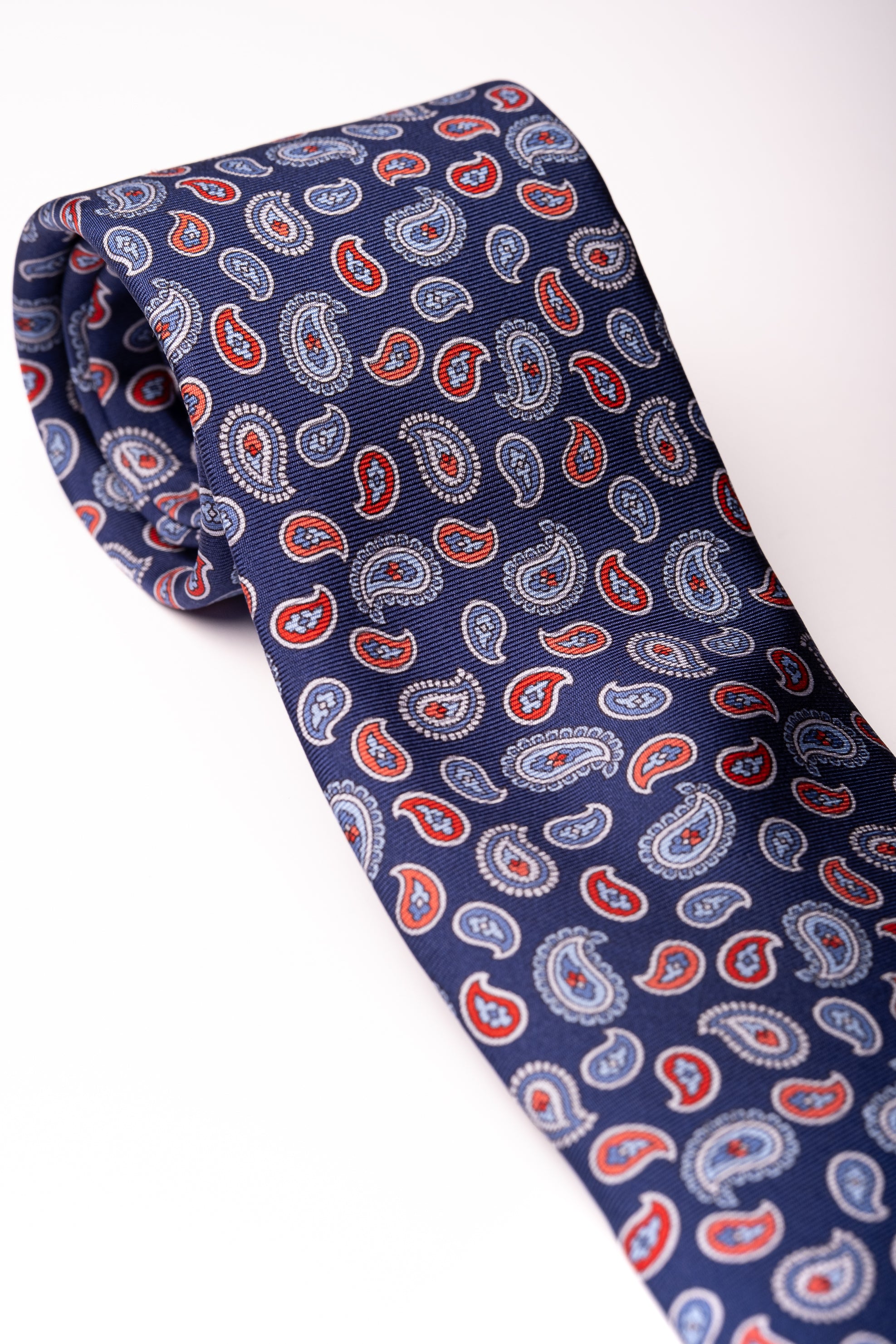 Corbata de seda impresa Paisley Blue / ASCOT x CASA SARTORIAL