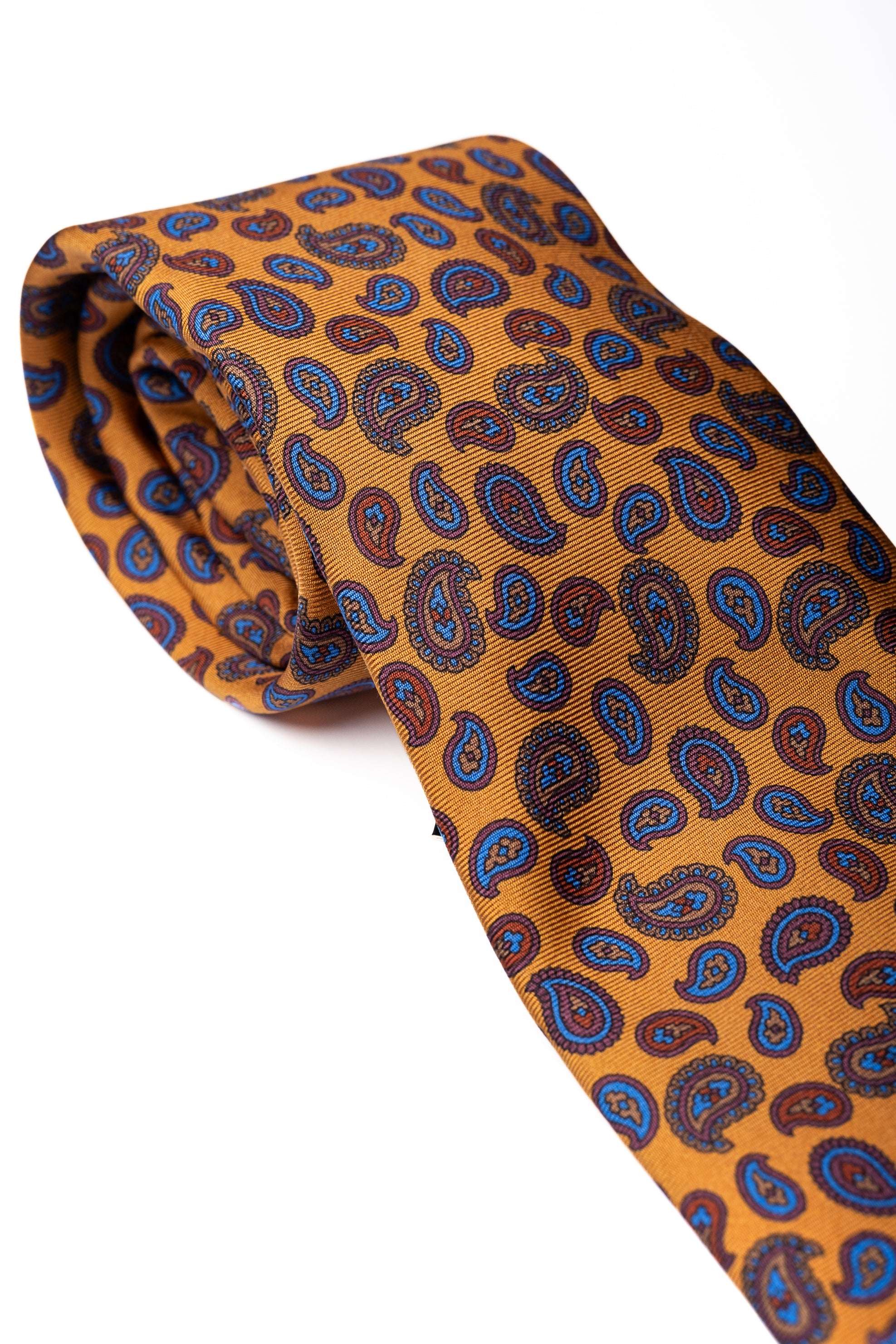 Corbata de seda impresa Paisley Ochre / ASCOT x CASA SARTORIAL