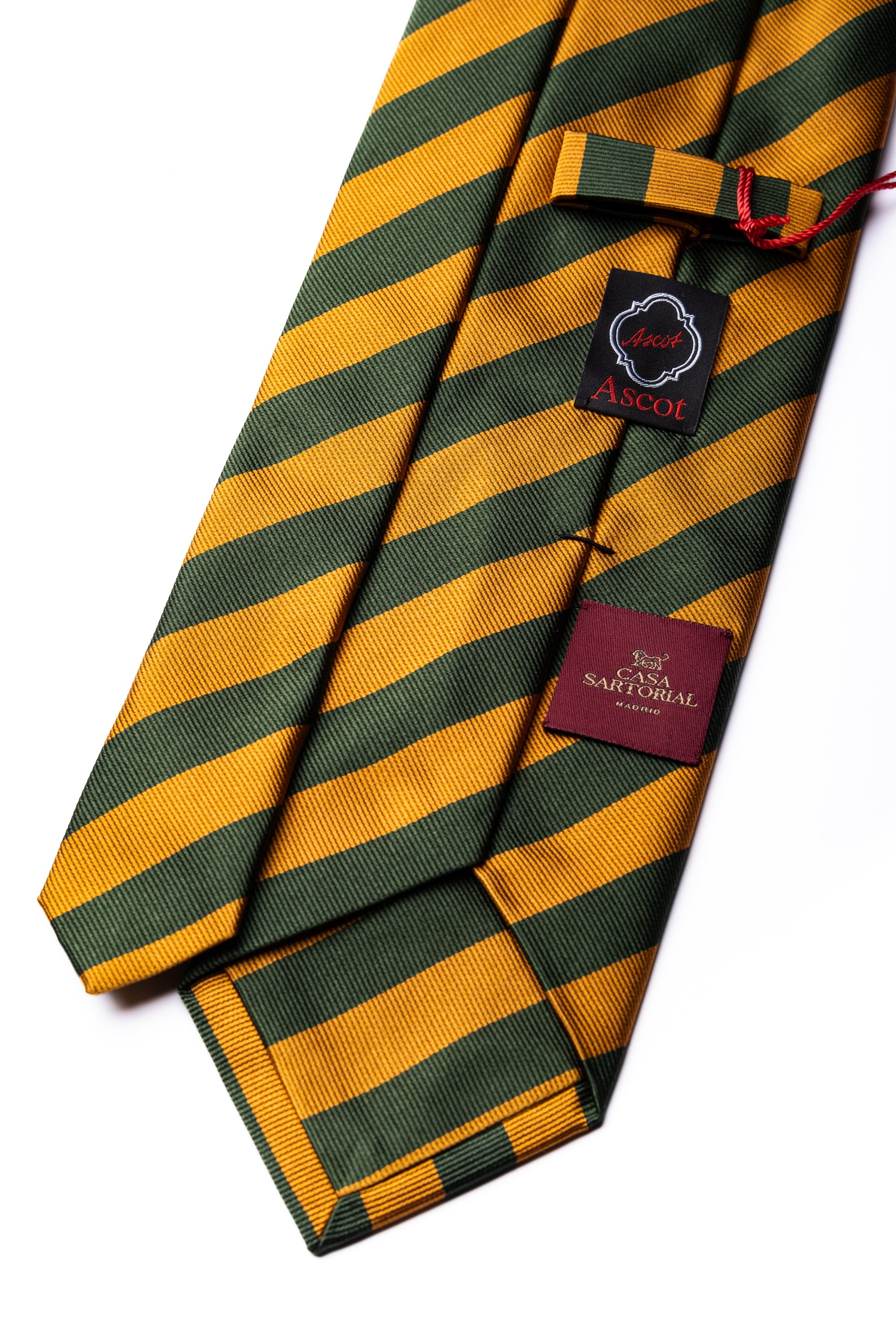 Corbata de seda Repp Yellow & Green / ASCOT x CASA SARTORIAL