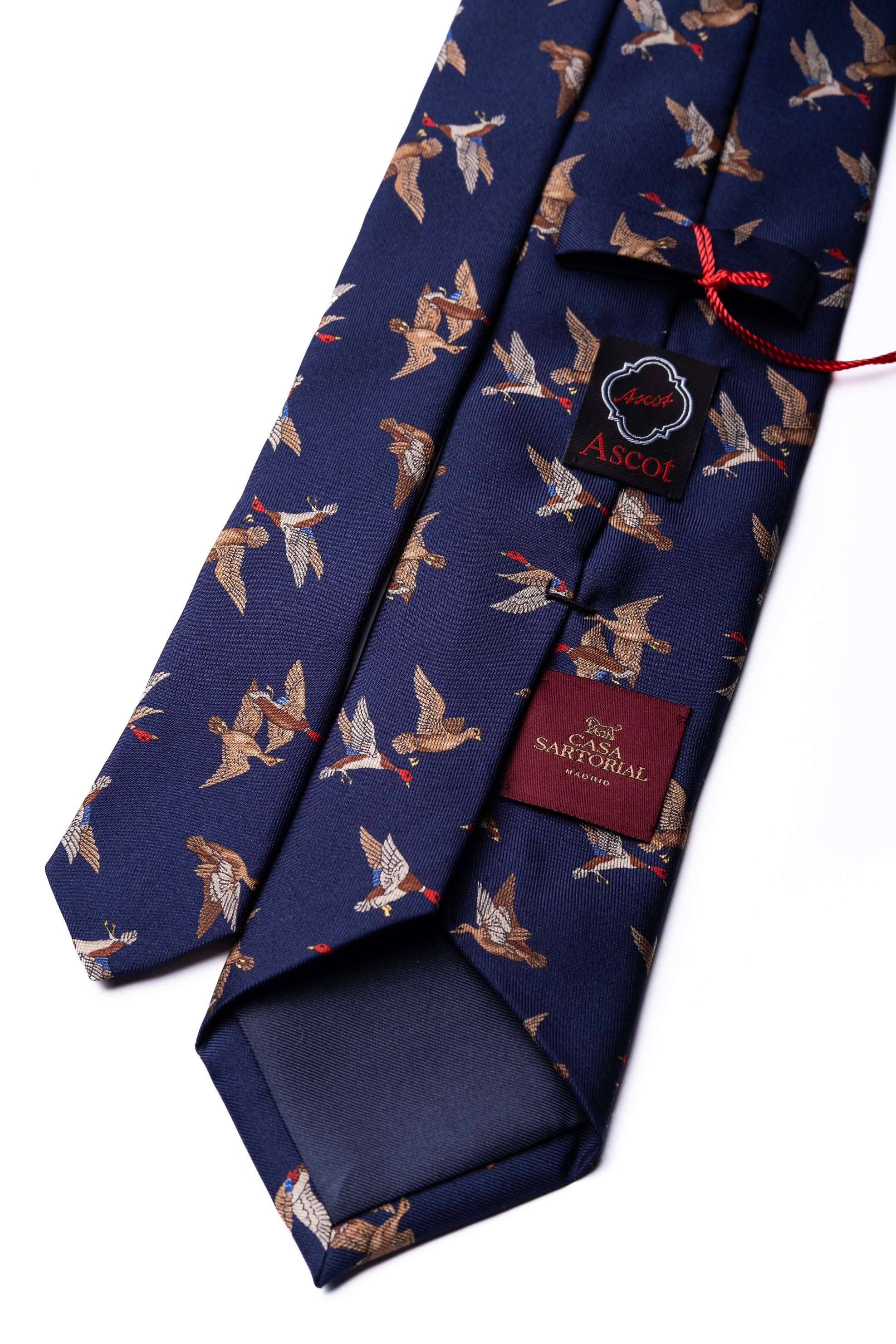 Corbata de seda impresa Hunting Blue / ASCOT x CASA SARTORIAL