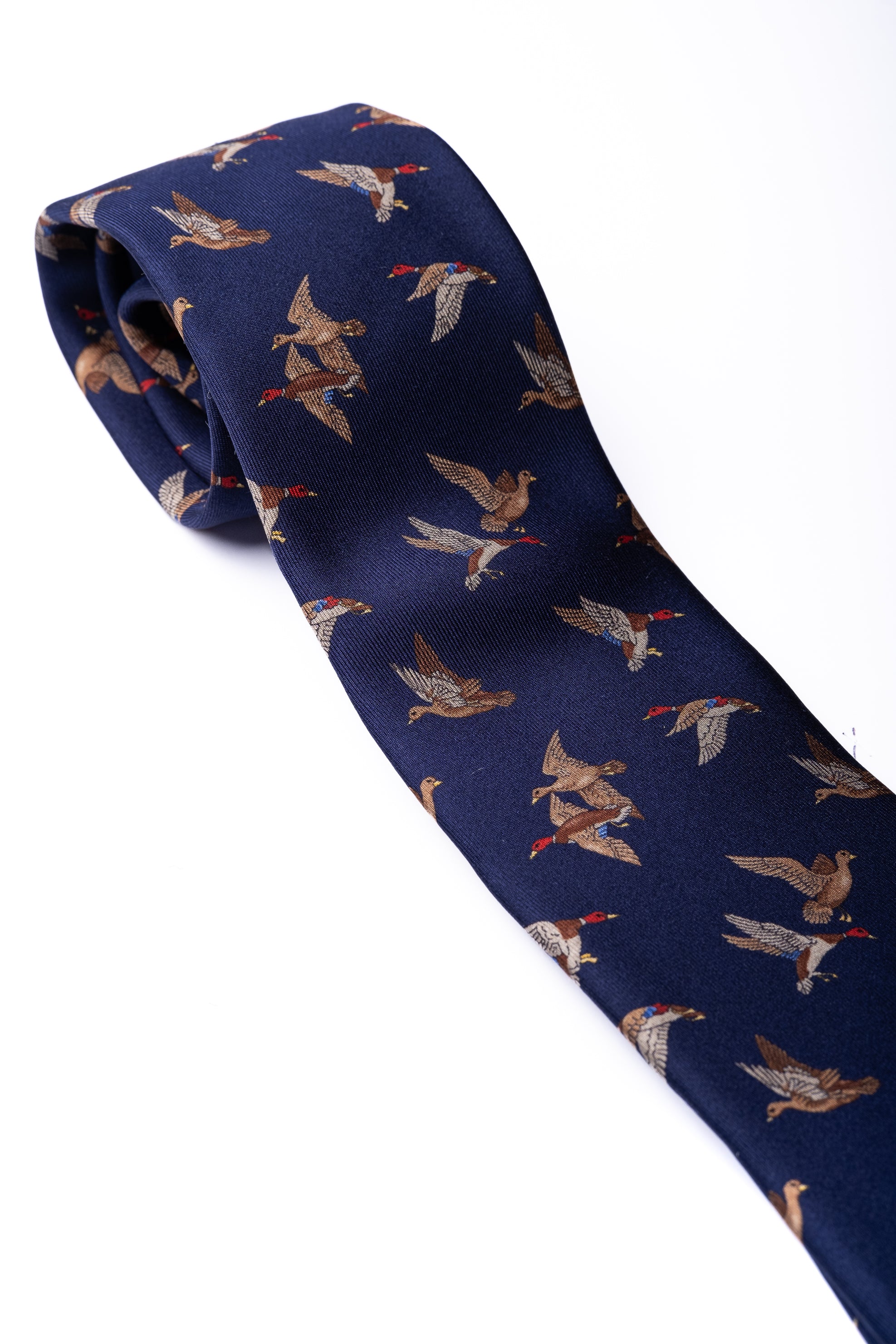 Corbata de seda impresa Hunting Blue / ASCOT x CASA SARTORIAL