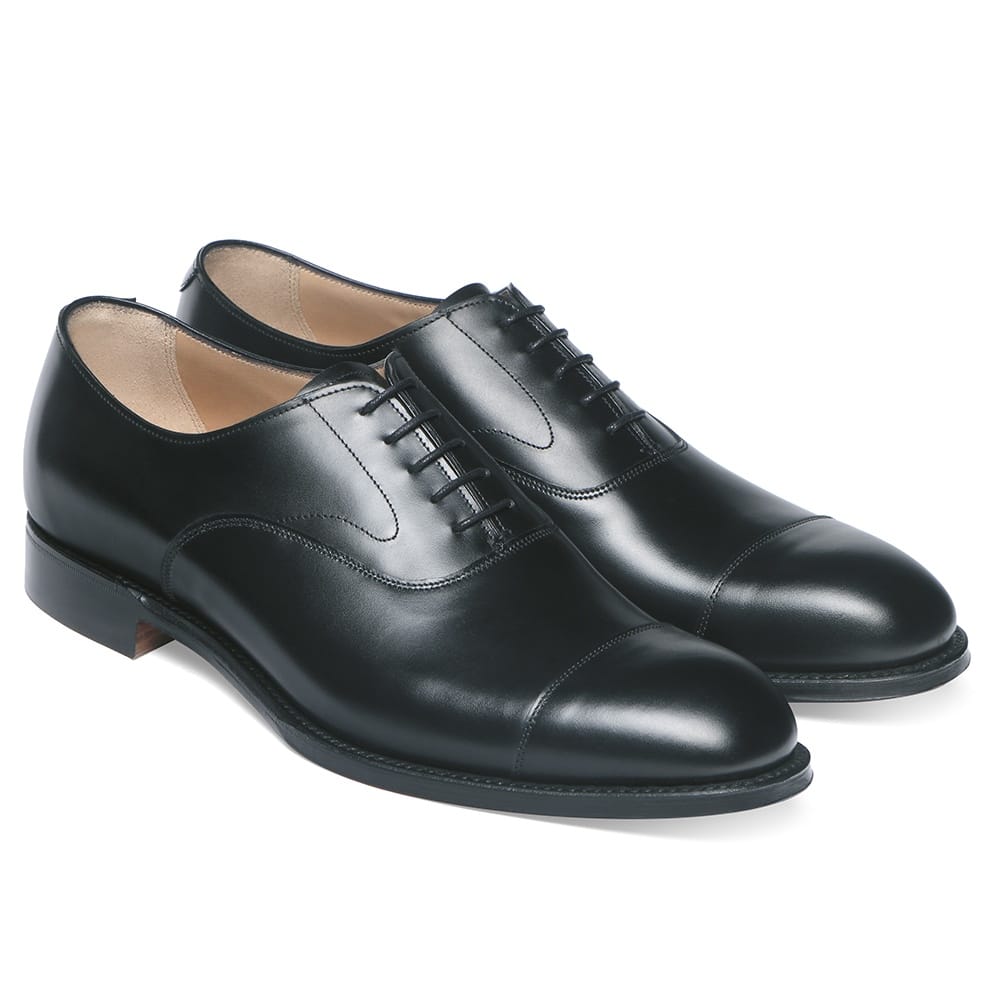 Alfred Capped Oxford in Black Calf Leather